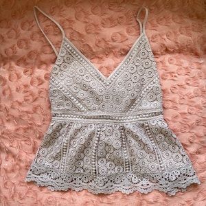 Dusty Rose Lace Peplum Top from Abercrombie